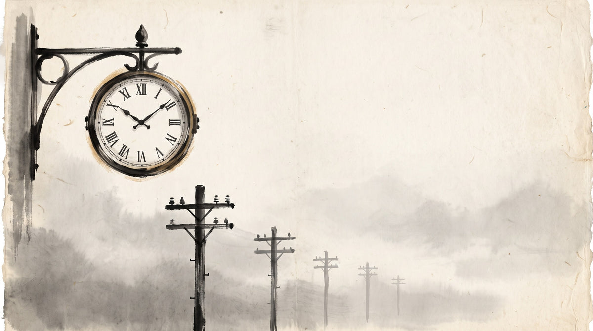 Historical time zones — ink-wash illustration