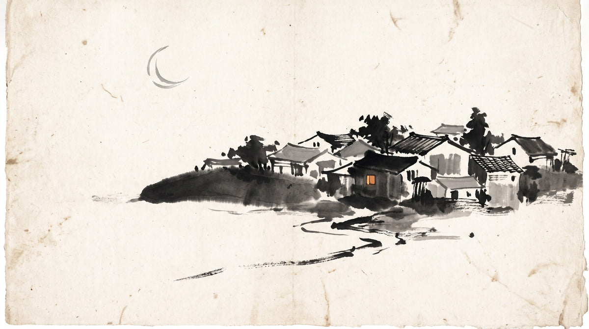 The midnight Zi hour — ink-wash illustration