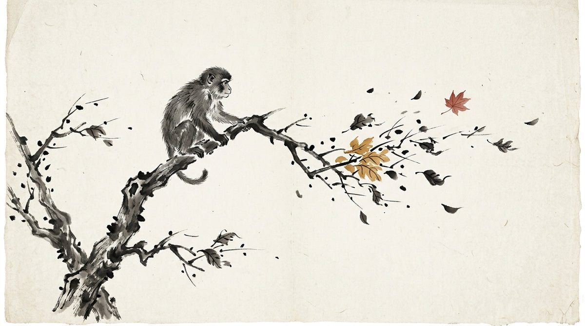 Traditional ink wash illustration for the shen earthly branch